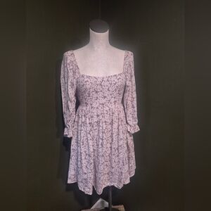 Square Neck 3/4 Sleeve Dress W/ Open Back